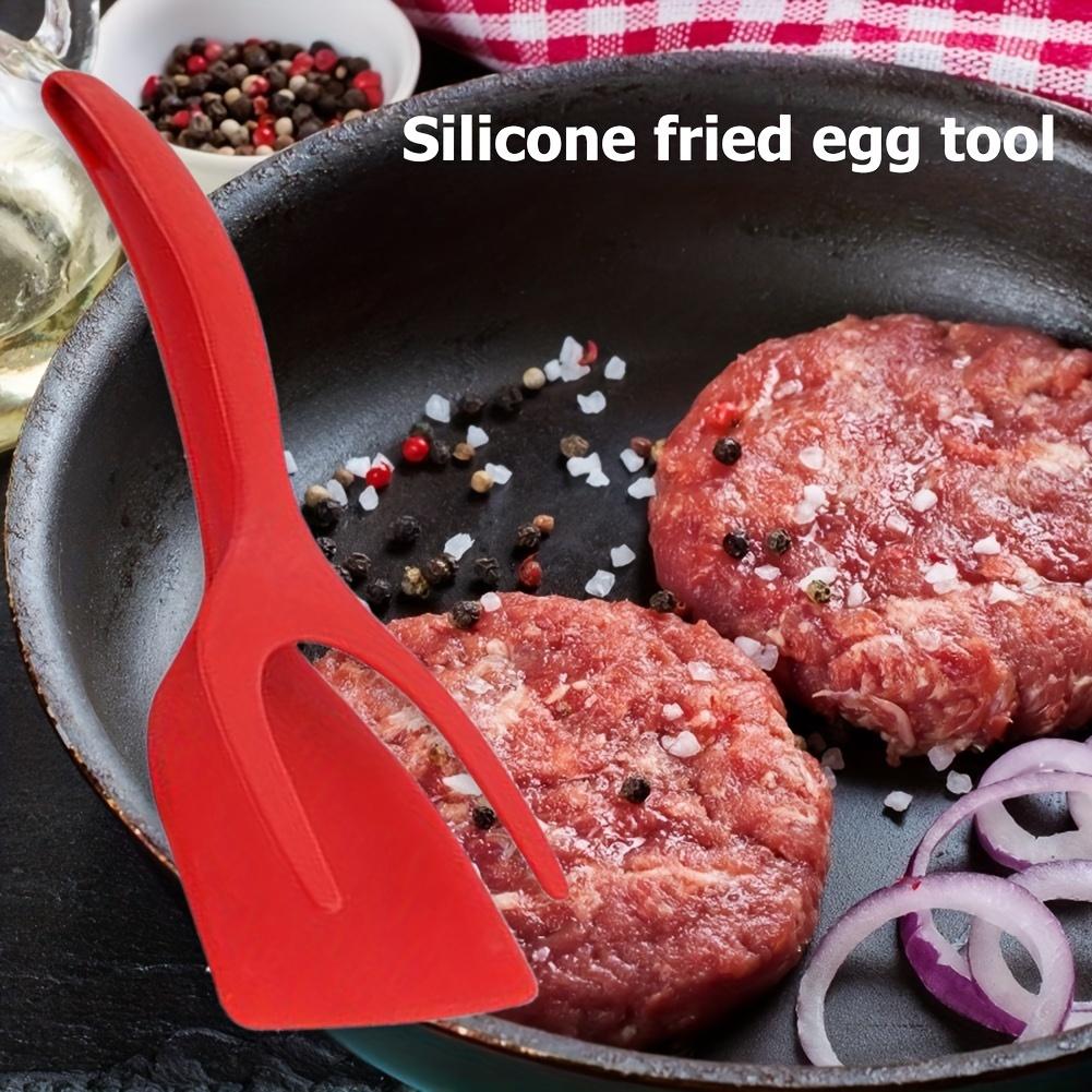 2 in 1 Omelette Shovel Clip Non Stick Silicone Spatula Tongs Pancake Toasted Bread Fried Egg Clip Beef Steak Shovel Gadget