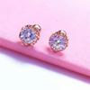 Purple Gold-Plated Rose Gold Shiny Zircon Stud Earrings Classic Fashion Exquisite Foreign Gas Color Gold Earrings Women