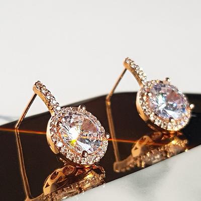 14K G.F. Bold One Stone Earrings Ea0941