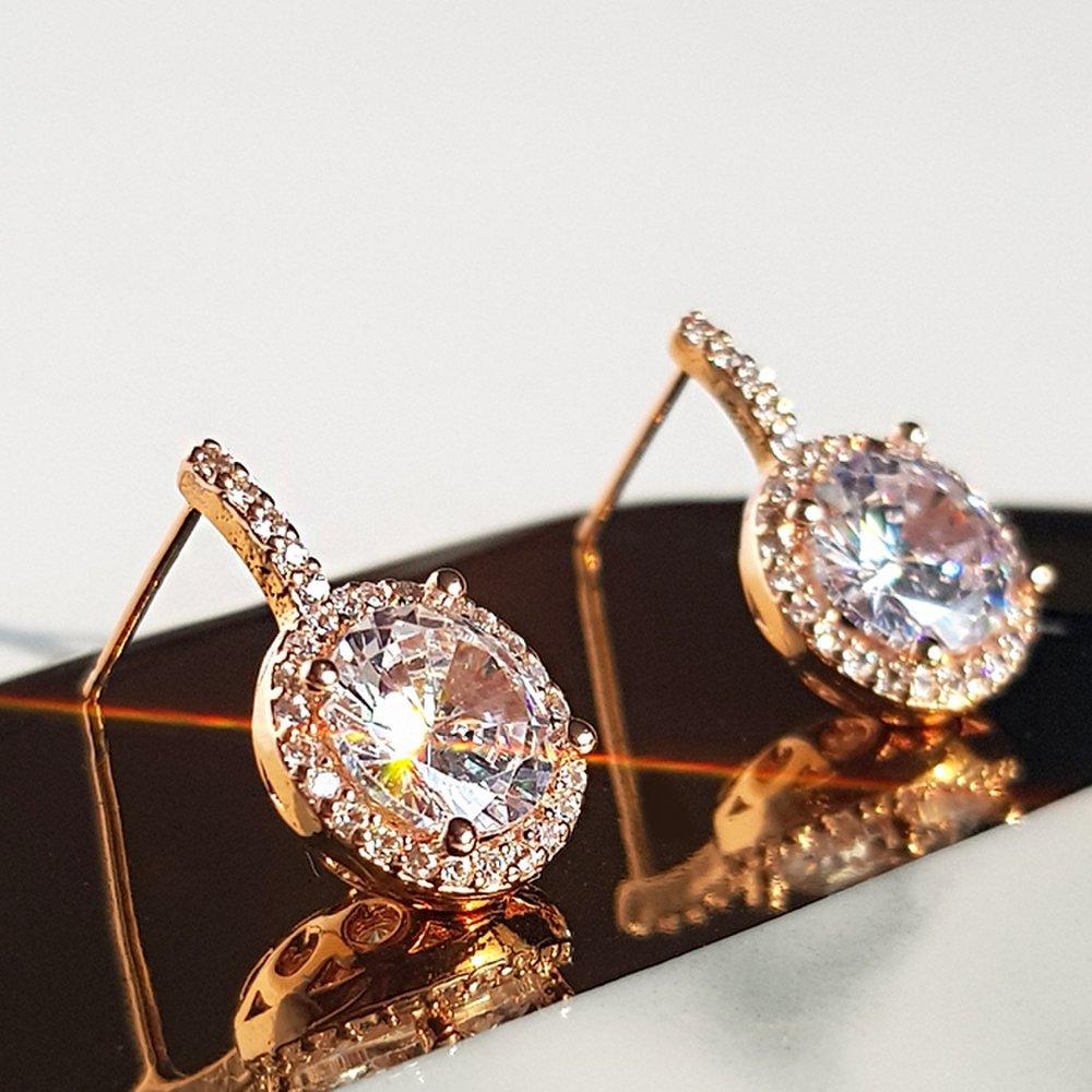 14K G.F. Bold One Stone Earrings Ea0941