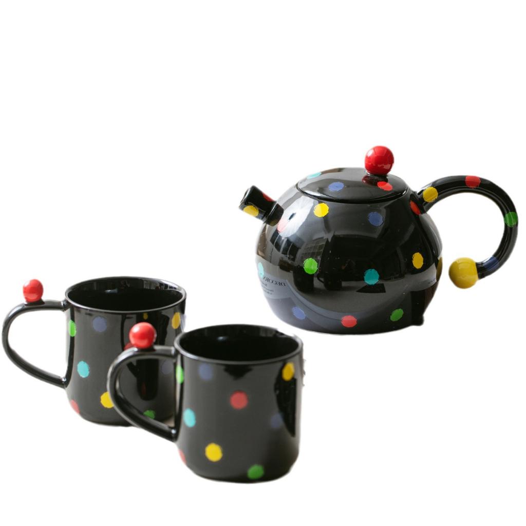 dots, a pot of two cups of high-grade ceramic water, high-temperature resistant home creativity, niche high-value teacups