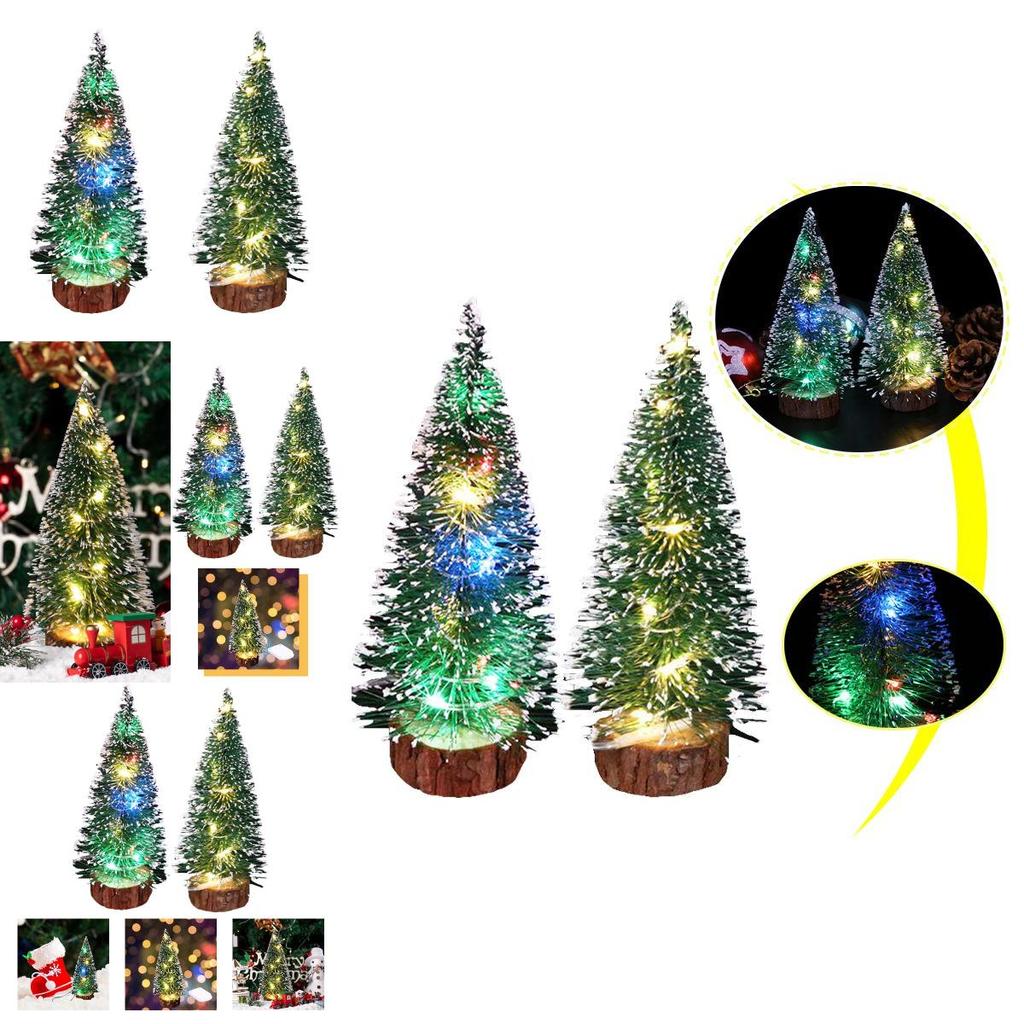 Mini Cedar Christmas Tree With Bright Led Lights Small Pine Tabletop Xmas Home Decor