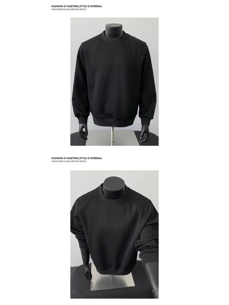 Men's Plus Size Heavyweight Crewneck Hoodie - Fleece Lined, Loose Fit, Long Sleeve, Trendy for Autumn and Winter
