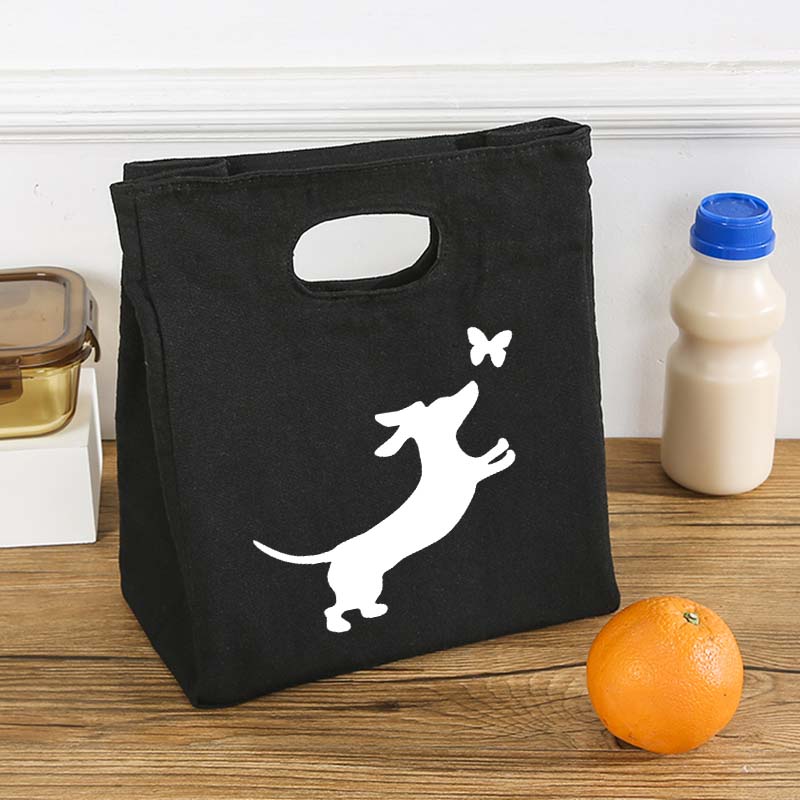 Dachshunds Fresh Cooler Bag Canvas Portable Insulated Thermal Lunch Bags for Women Kids Bento Box Tote Picnic Food Storage Pouch