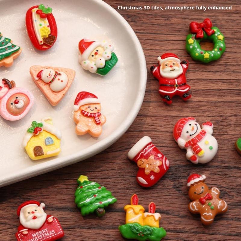 10/20/30/40/50Pcs Santa Claus Snowman Christmas Tree Decoration Children'S Toys For Gift Mixed Resin Christmas Fridge Magnets