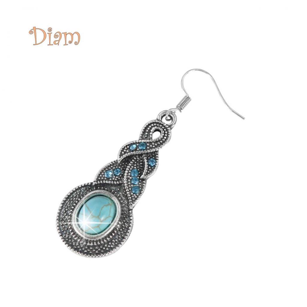 Miss Sugar Vintage Women Earrings Faux Turquoise Gourd Shape Long Dangle Ear Hooks Jewelry