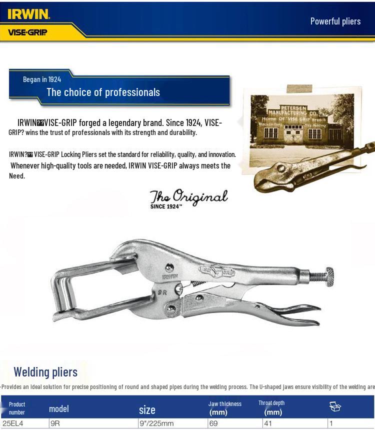 Owen IRWIN 9-inch Double-Jaw Welding Clamping Pliers