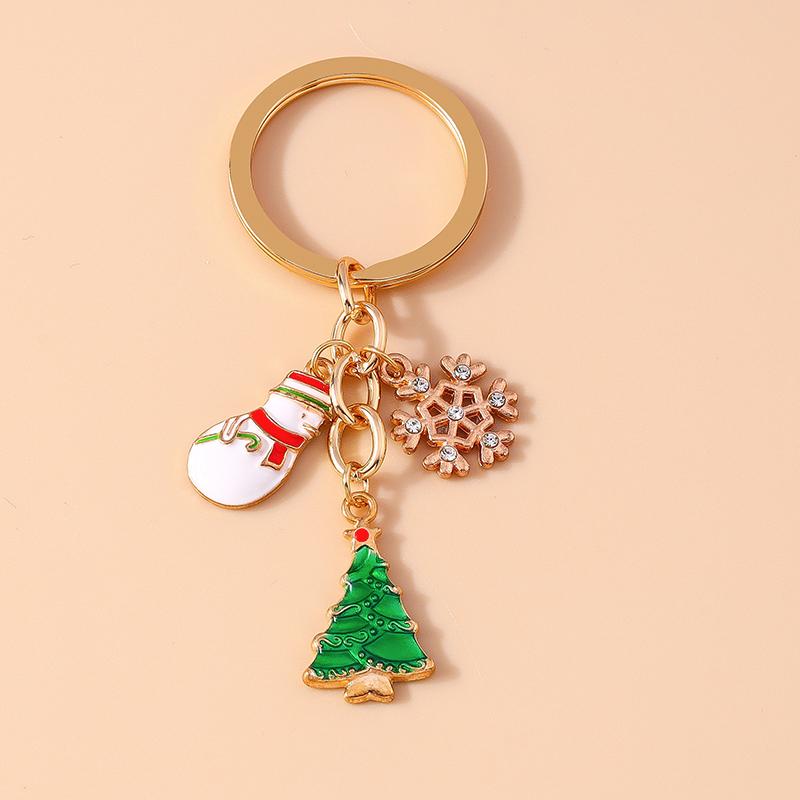 New Enamel Christmas Keychain Snowman Santa Claus Key Rings for Car Key Holder Women Girl's Handbag Pendants Jewelry Gifts