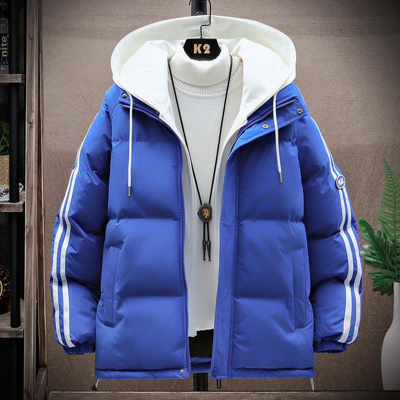 

Мужская зимняя новая модная нишевая утолщенная теплая хлопковая куртка в стиле фейк-двойки 3XL синий