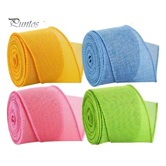 

4 рулона цветной ленты 5 м мешковины проволочные ленты цветные быстровыцветающие ленты для рукоделия аксессуары для пасхального венка подарочная упаковка свадебные букеты 4pcs