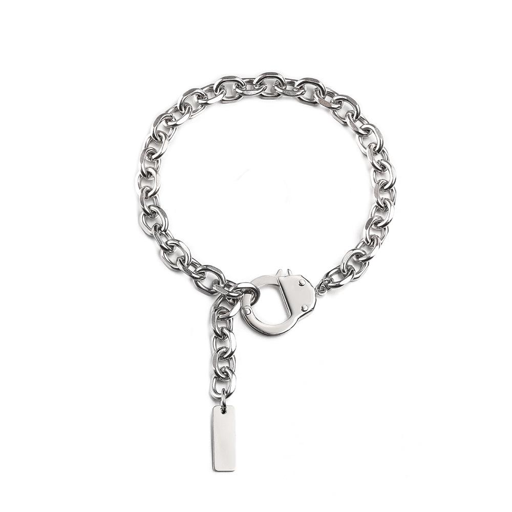 

Titanium Steel Retro Handcuff Necklace - Trendy Disco Style for Couples (European/American Design)