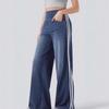 Women's Retro Side Stripe Baggy Wide Leg Jeans, Trendy Double Stripe Long Denim Pants for Casual Street