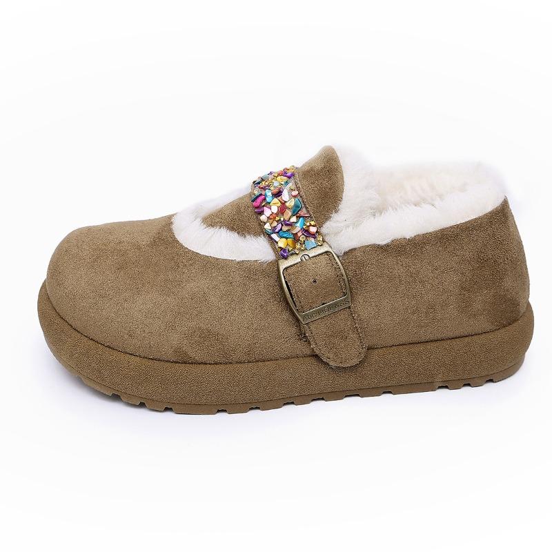 Winter fluffy shoes women's retro wind thick-soled piled thickened snow boots women's shoes