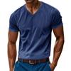 Men's American Style Loose Casual V-neck Short Sleeve Corduroy T-shirt Skin-friendly Amekaji Tee Summer