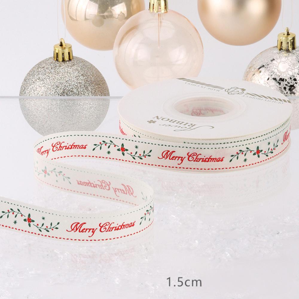25yards 15/25mm Christmas Tree Ribbon Printed Polyester Ribbons for Decor Xmas Gift Rope Wrapping New Year Gifts Crafts