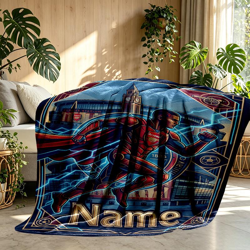 Custom Name Personalized Arsenal F.C Print Blanket, Home Decor, Bedroom, Sofa, Camping, Couch, Gifts for Birthday Christmas