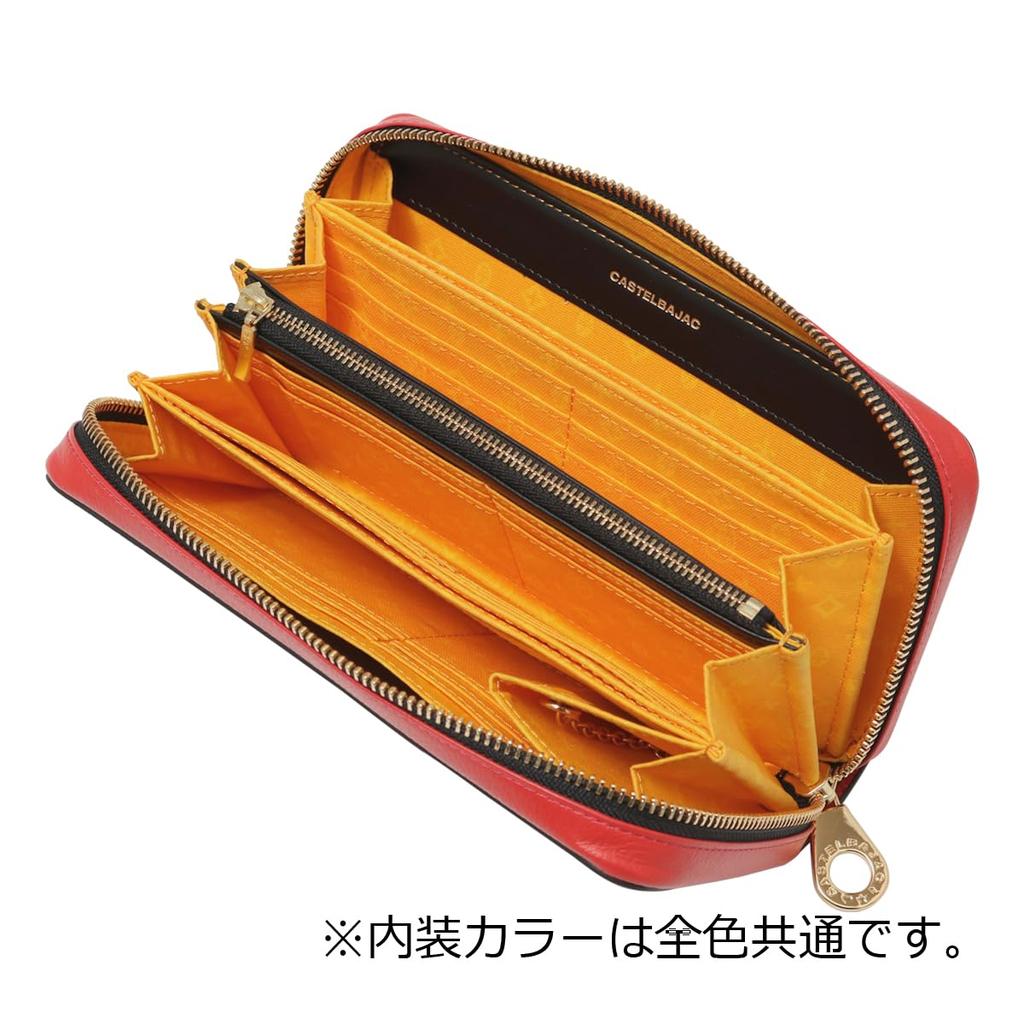 Long Wallet Genuine Leather Large Capacity 081603 Nezel Round Zipper Wide Open Card Storage Cowhide Red [Castelbajac] [14]