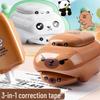 Cute Pet Three-in-One Correction Tape and Eraser for Students: Silent, Smooth Error Correction