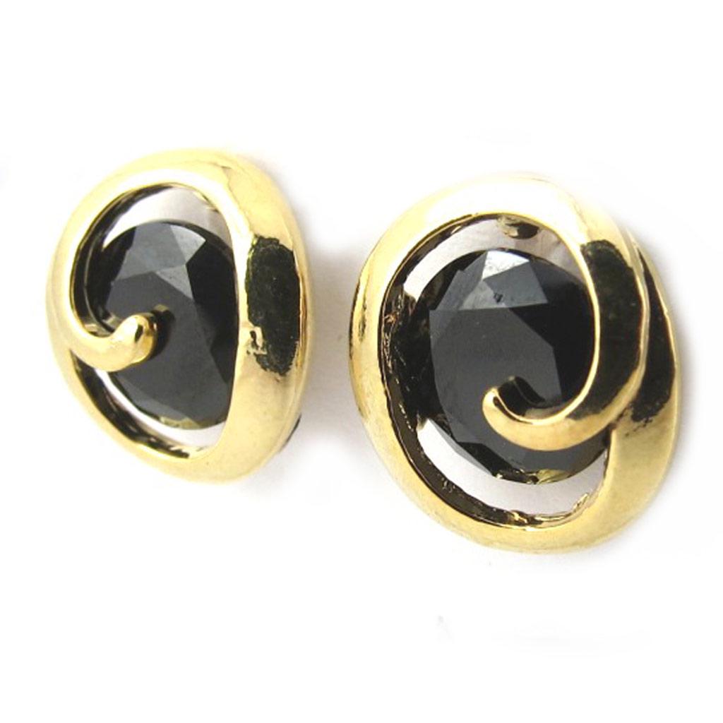 Les Trésors De Lily [N0256] - Designové náušnice 'Sissi' v černé a zlaté barvě