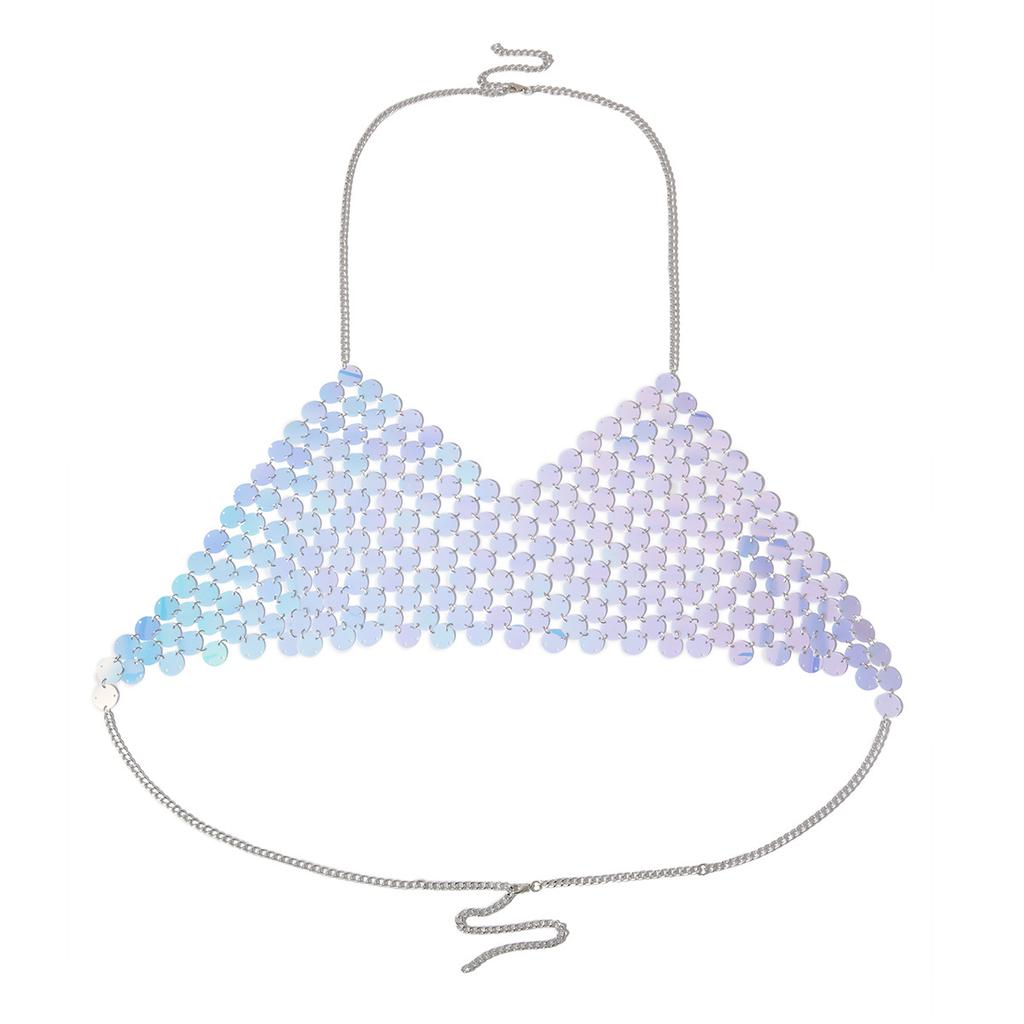 Sexy Street Shot Geometric Round Clothing Chain, Handmade Colored Sequined Suspender Body Chain For Women