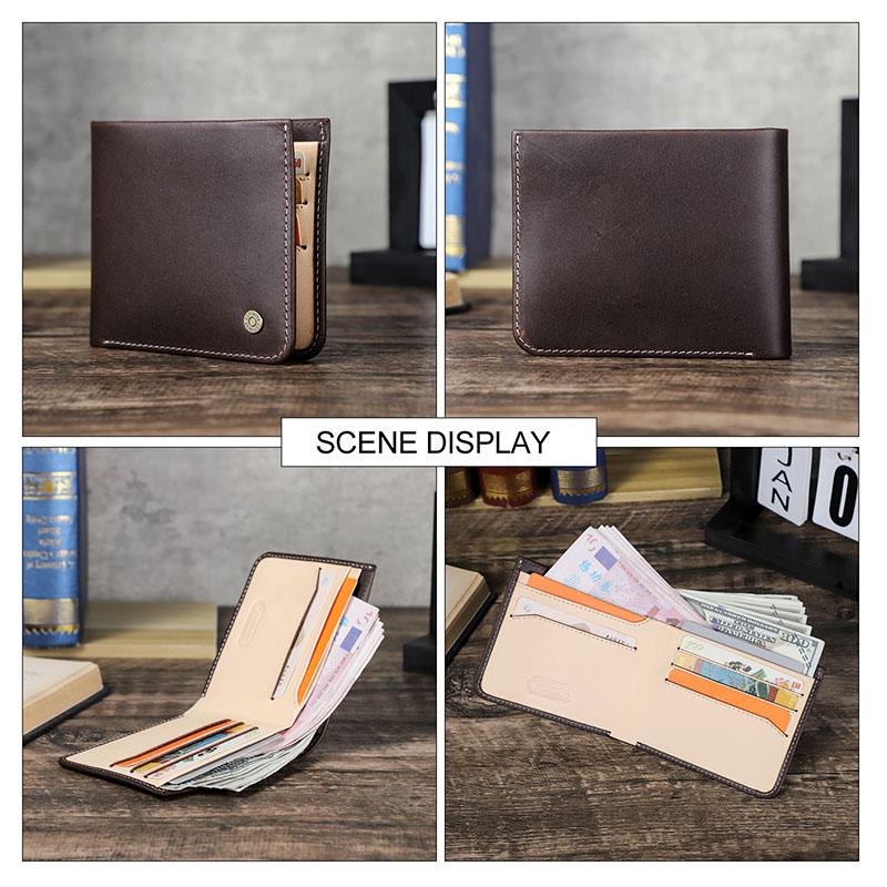 CONTACT'S Genuine Leather Vintage Short  Men Wallet Card Holder RFID Small Male Coin Purse Wallets