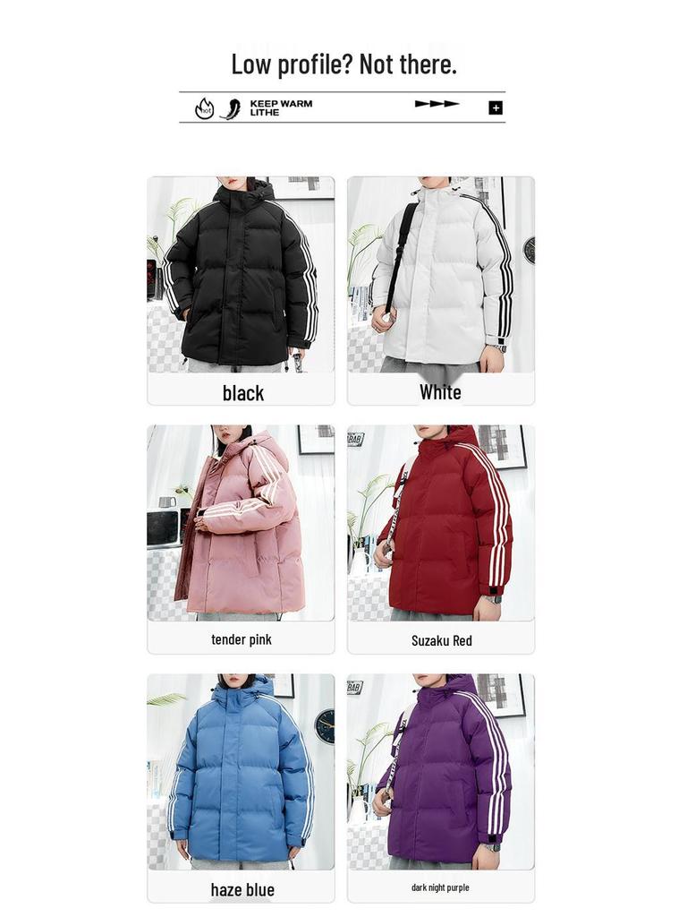 Stilvolle Herren Winter Daunen-Baumwolljacke mit Kapuze - Trendige, Warme, Dicke, Locker geschnittene Outerwear im Hong Kong Stil für Paare.