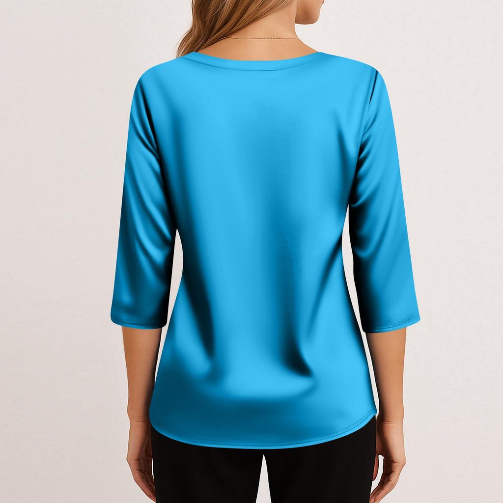 Bluse Für Damen Festlich 3/4 Langarm Hemden Business Casual Outfit Oberteile