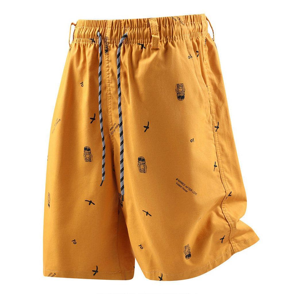 Men's Relaxed Fit Drawstring Waist Casual Shorts with Elastic and Printed Pattern for Everyday Wear and Comfort