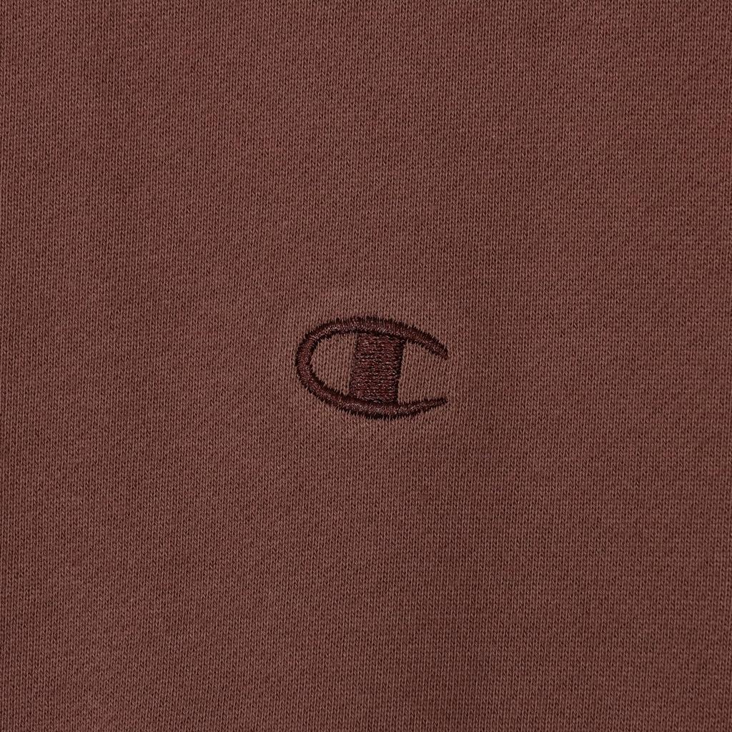 Long One Point Logo Relaxed Drop French Terry Crew Neck Dark Brown [Champion] Sweatshirt, Sleeve, Embroidery, Fit, Shoulder, Sweatshirt, C8-A023Z