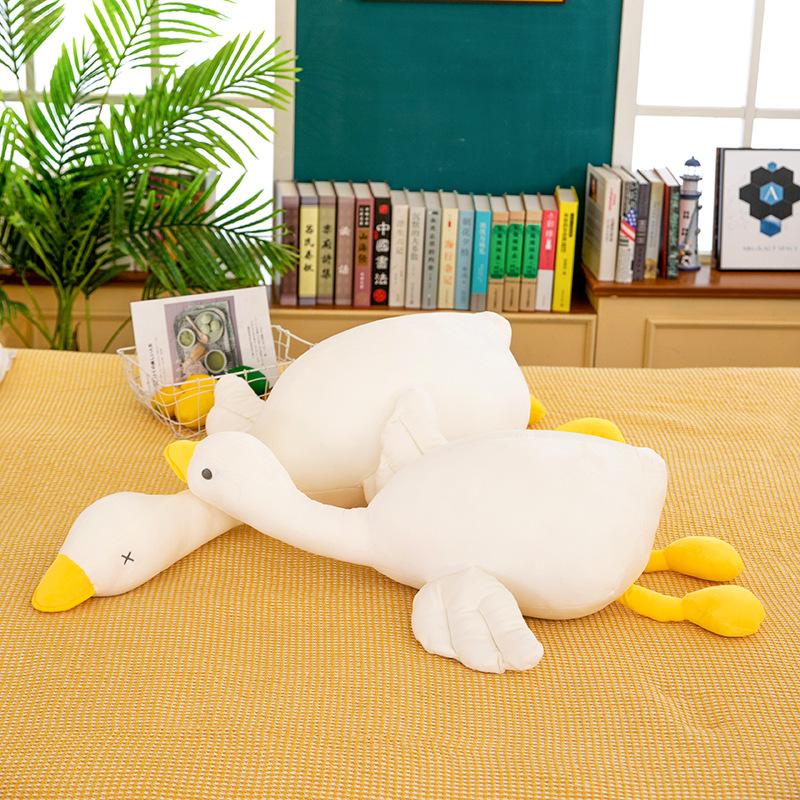 Big White Goose Plush Toy Cute Doll Bed Long Throw Pillow Bedside Sleeping Backrest Side Sleeping Pillow