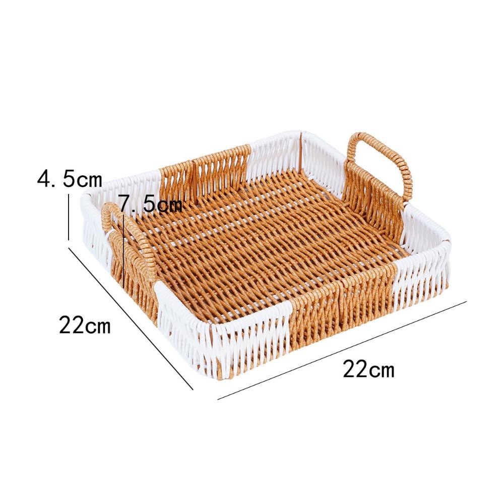with Handles Woven Serving Tray Woven Storage Basket New Woven Serving Basket  Kitchen Storage 22×22×4.5cm