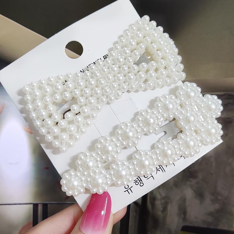 Pearl Hair Clip For Women Korean 3/4pcs Geometric Hairpins Set Hair Berrettes Girl Hairgrip Side Clip Hair Accessories