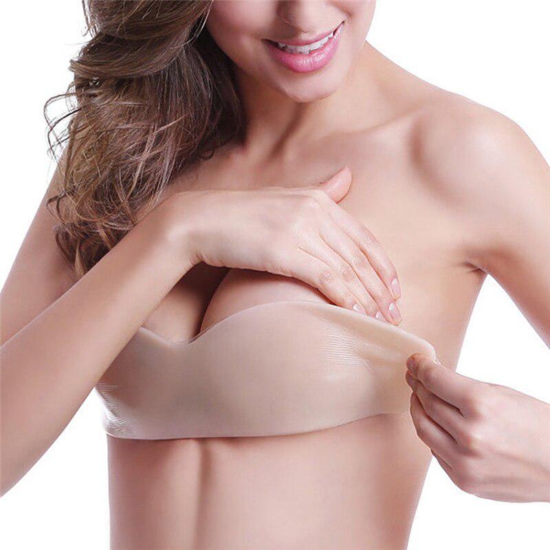 Women Silicone Push Up Bra Women's Invisible Bras Self Adhesive Strapless Bandage Blackless Solid Bras For Women
