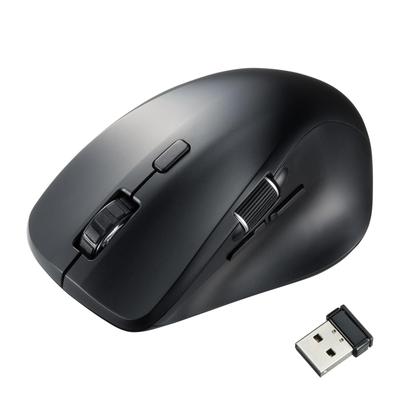 Sanwa Supply Silent Wireless Mouse Side 5 (with Wheel, Buttons, Black) MA-WBS524BK