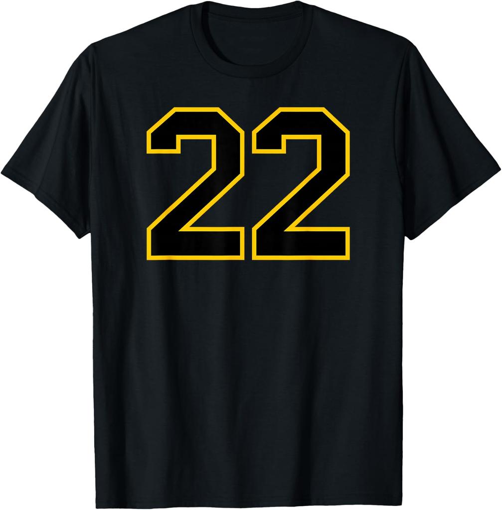Number 22 Black Yellow Athletic Style T-shirt