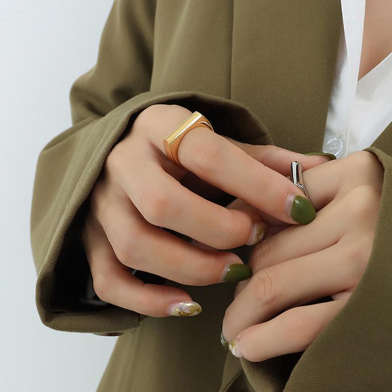 18K Gold-Plated Titanium Steel Geometric Stacking Rings