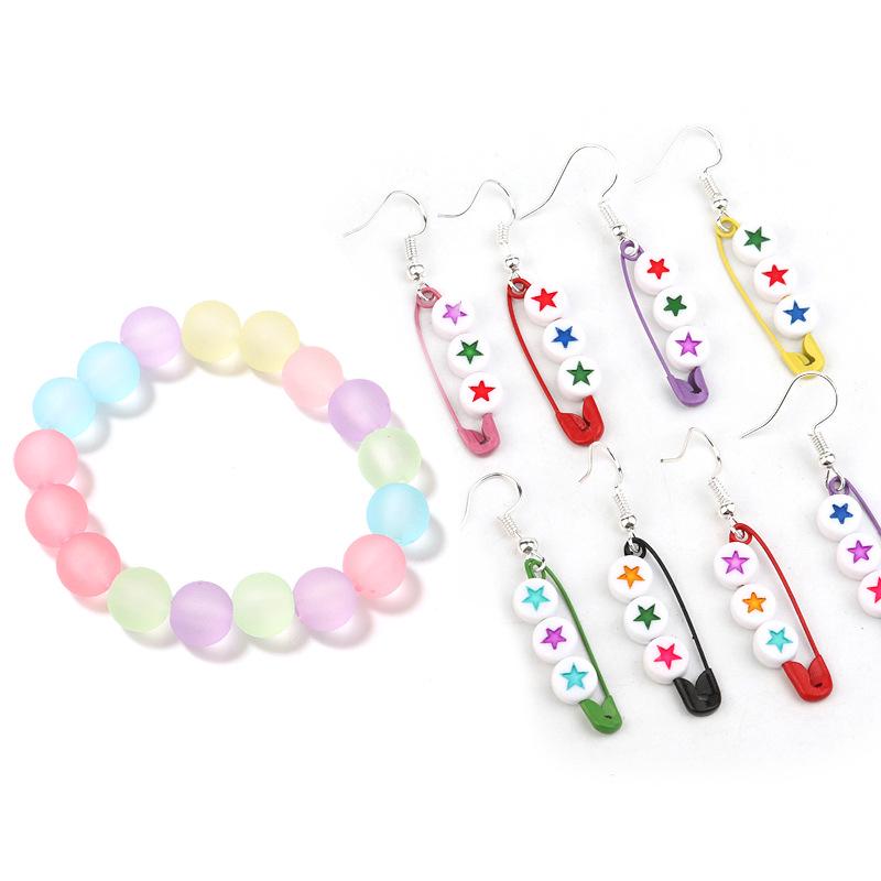 100-Piece Pack: Frosted Acrylic Macaron-Colored Round Beads with Hole for DIY Jewelry Making