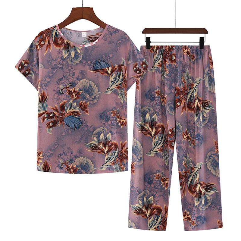 Summer Women's Cotton Pajamas Women's Thin Short Sleeve Set Plus Size Women's Loungewear Can Be Breathable and Antibacterial Sleepwear