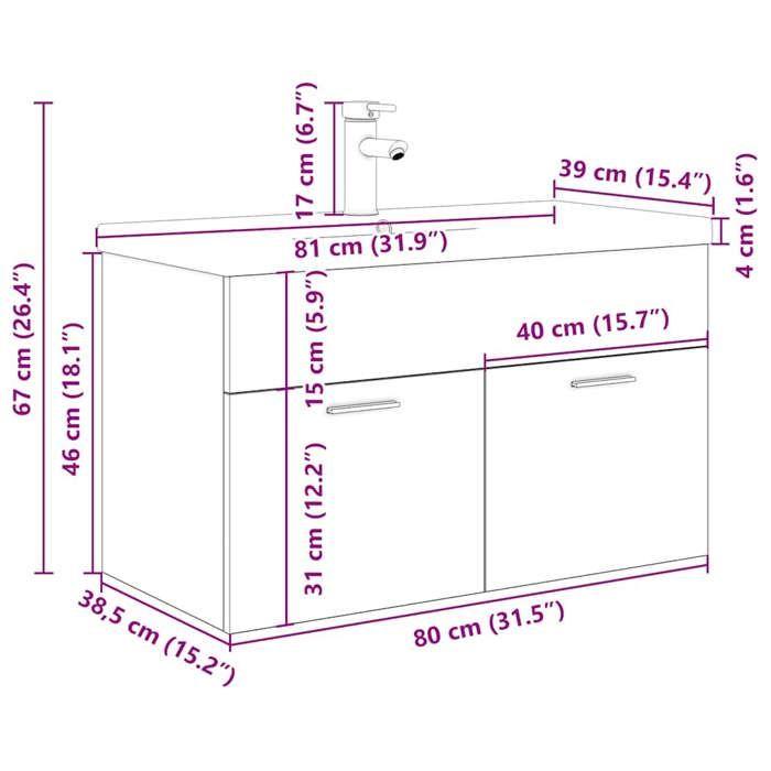 VidaXL Meuble lavabo avec bassin et robinet intégrés vieux bois, armoire lavabo de salle de bain, meuble de salle de bain, 3328907