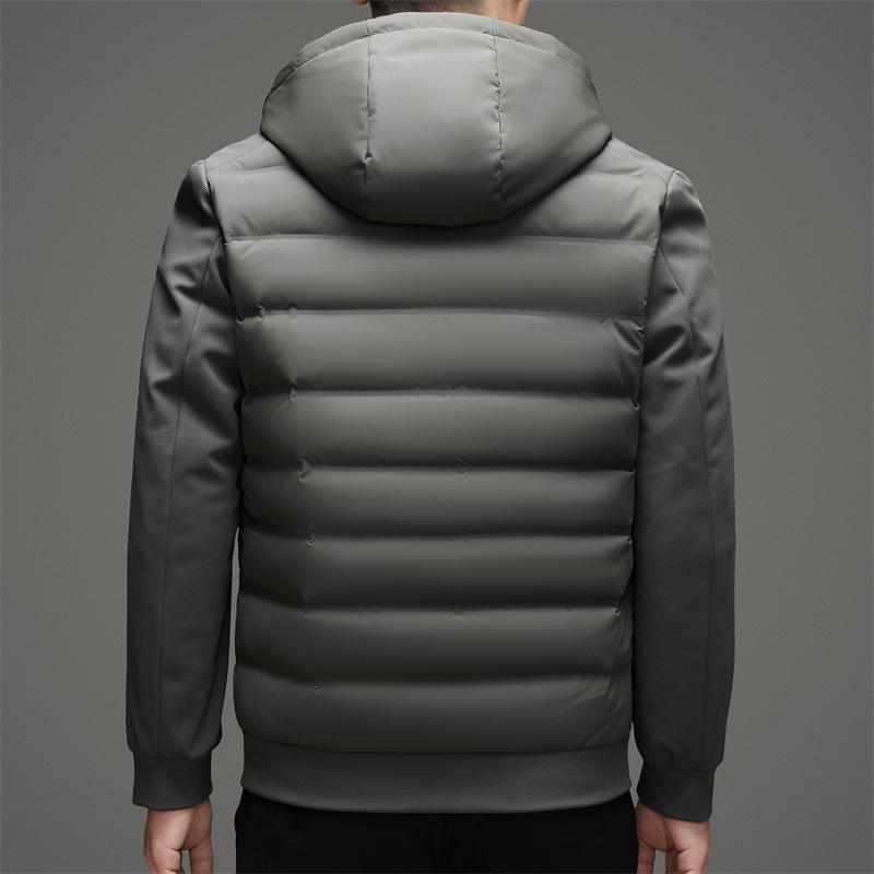 Men's Down Jacket Autumn New Removable Hood Duck Down Business Casual Solid Color Versatile Casual Down Jacket for Men