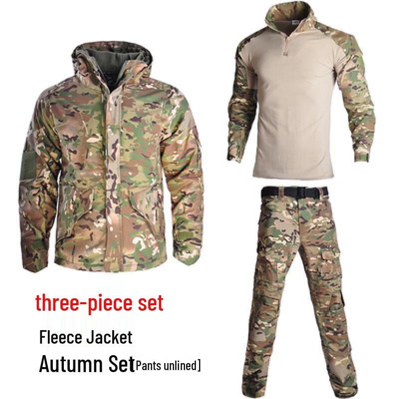 Herren- und Damen-Wasserdichte Camouflage-Taktische Jacke Set - Winddicht, mit Plus-Samt, Verdickt für Herbst und Winter.