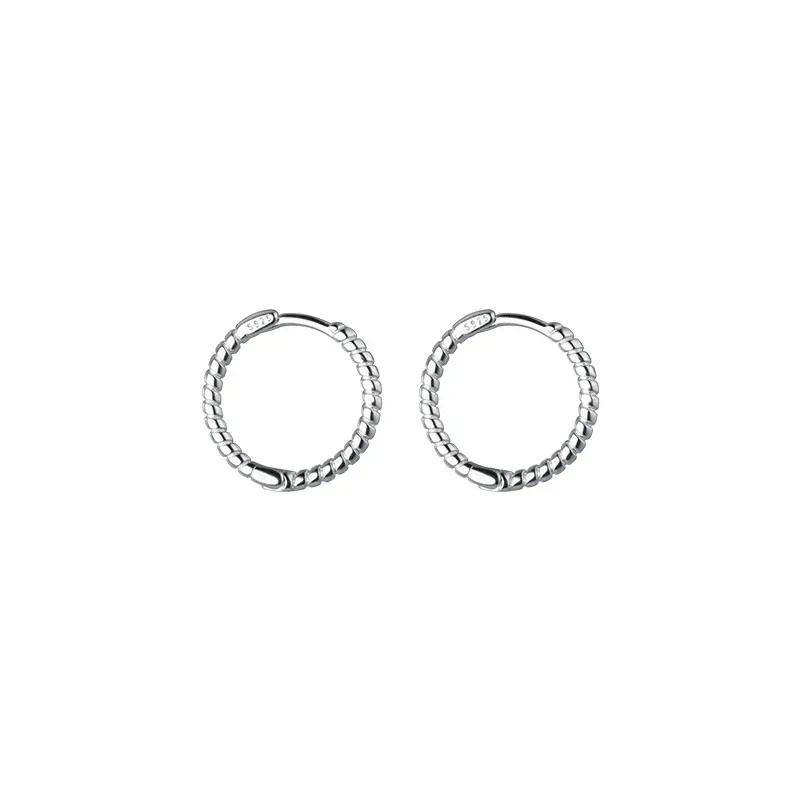 classic simple temperament gold Color Stainless Steel Twist Round Hoop Earring for Women Charm korea Earring Jewelry Accessories