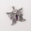 Amethyst Gemstone Silver Pendant 1.5" , 925 Sterling Silver Women Jewelry, Butterfly Pendant For Valentine's Day Gift CP-41-1