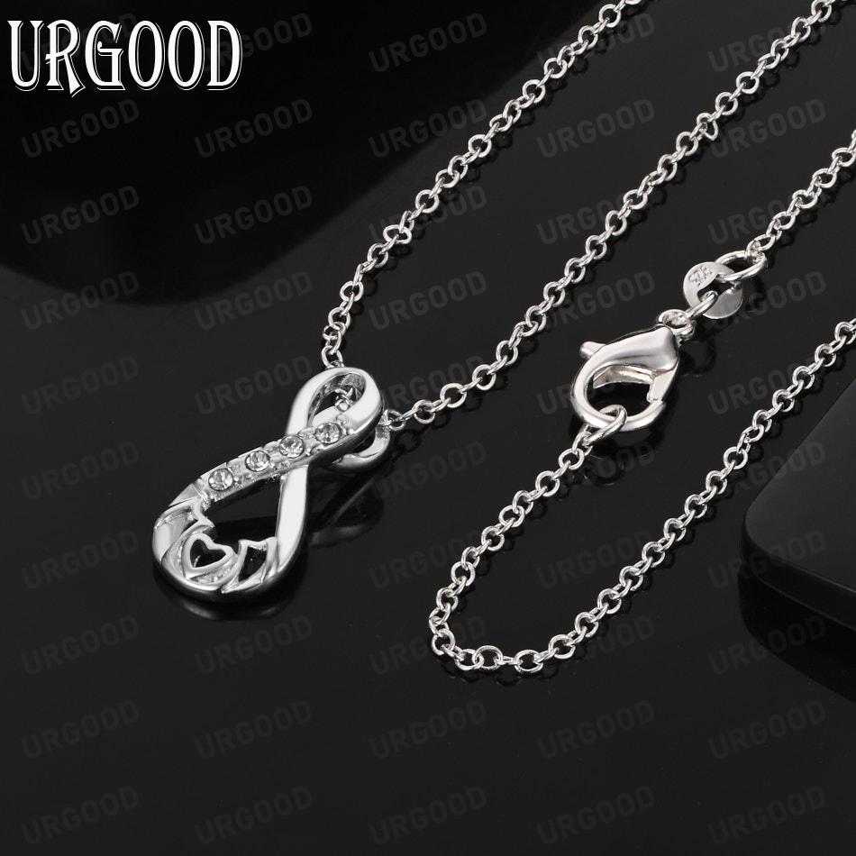925 Sterling Silver Infinity Symbol Heart AAA Zircon Pendant Necklace - Stylish Evening Jewelry