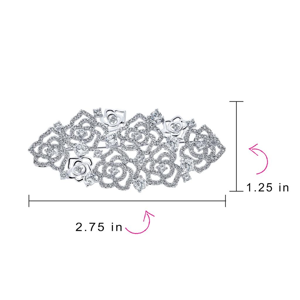 Romantischer Pflasterstein Hochzeit Braut Kristall Mode Gatsby Vintage Art Deco Stil Cluster Blume Rose Schal Brosche Anstecknadel für Frauen Versilbert Damen
