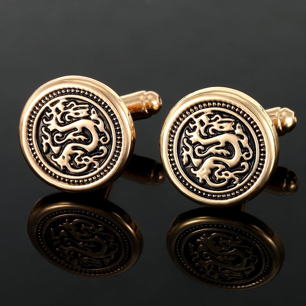2Pcs/Set Vintage Dragon Totem Design Mens Cufflinks Formal Party Business Tuxedo Shirts Sleeve Button Jewelry Accessories