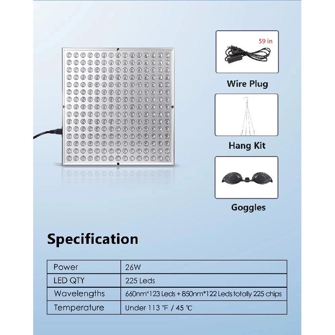 LED Red Light Therapy Panel Lamp for Facial Anti Aging Skin Care Beauty 225 LED Light Body Pain Relief Physical Therapy Tools