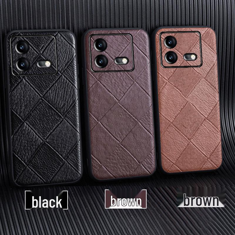 iQOO Neo9 Cowhide Diamond Pattern Leather Case - High-end protective cover for Neo9Pro.