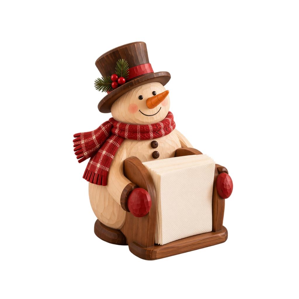 Christmas Wooden Snowman Napkin Holder for Holiday Kitchen Dining Table Home Decor