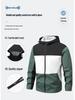 Men's European Size Hooded Jacket - Spring/Autumn, Casual, Breathable, Color Block Fashion, Trendy.